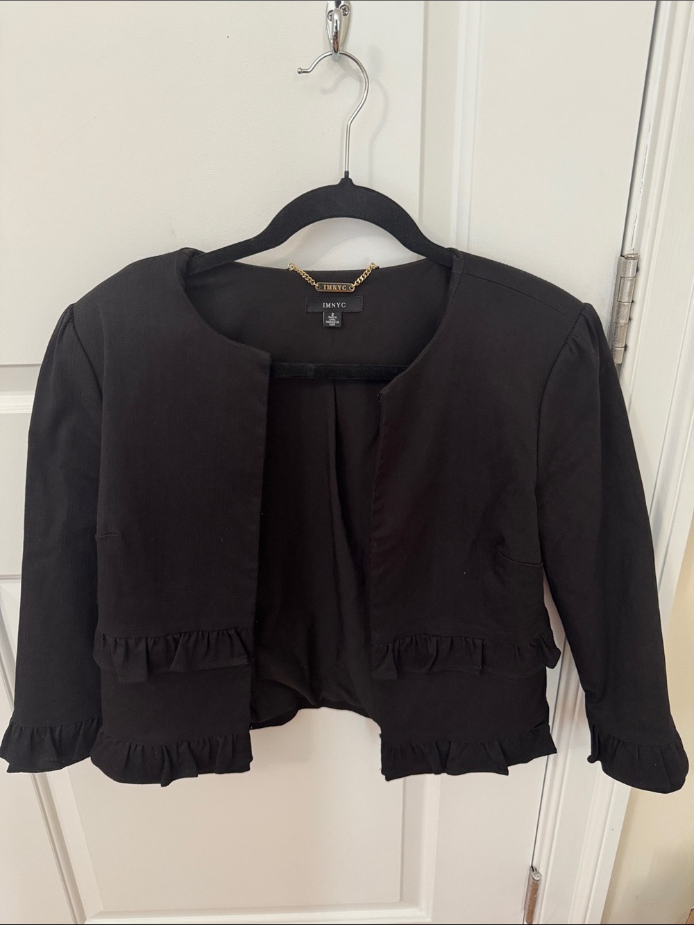 Black Ruffle Cropped Jacket